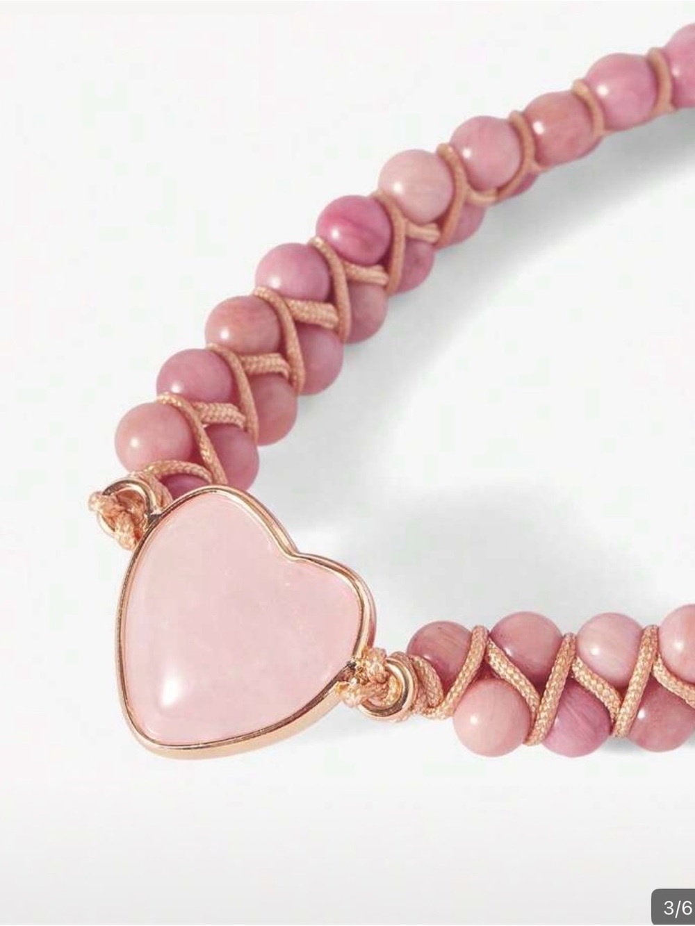 Pink Heart Beaded Adjustable Bracelet - Picture 4 of 5